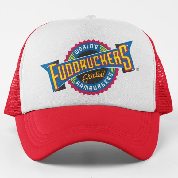 NEW Fuddruckers Foam Trucker Mesh Snapback Hat 2-TONE: RED WHITE - Picture 1 of 3